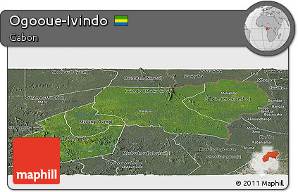 Satellite Panoramic Map of Ogooue-Ivindo, semi-desaturated
