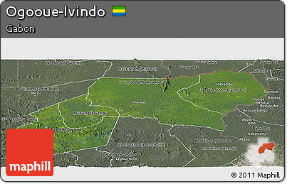 Satellite Panoramic Map of Ogooue-Ivindo, semi-desaturated