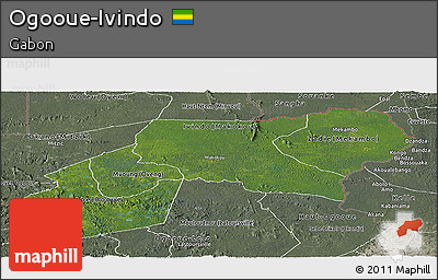 Satellite Panoramic Map of Ogooue-Ivindo, semi-desaturated