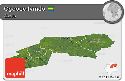 Satellite Panoramic Map of Ogooue-Ivindo, single color outside