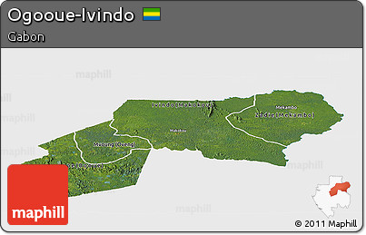 Satellite Panoramic Map of Ogooue-Ivindo, single color outside