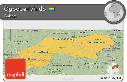 Savanna Style Panoramic Map of Ogooue-Ivindo
