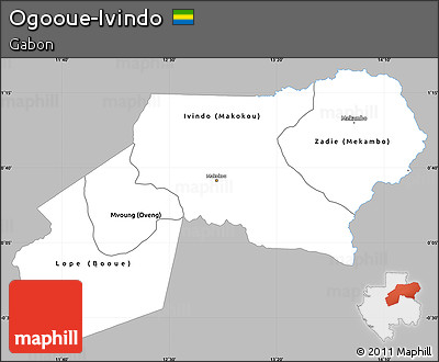 Gray Simple Map of Ogooue-Ivindo, single color outside