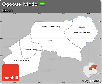 Gray Simple Map of Ogooue-Ivindo, single color outside