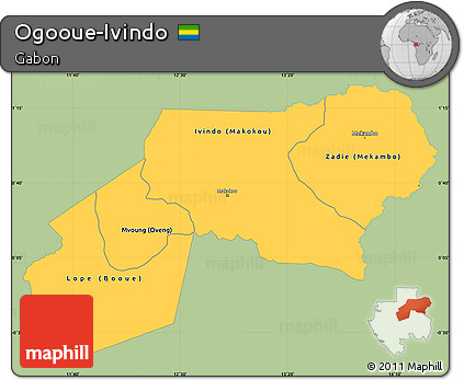 Savanna Style Simple Map of Ogooue-Ivindo, single color outside