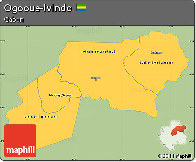 Savanna Style Simple Map of Ogooue-Ivindo, single color outside