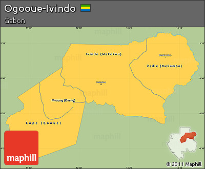 Savanna Style Simple Map of Ogooue-Ivindo, single color outside
