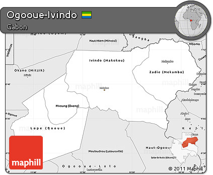 Silver Style Simple Map of Ogooue-Ivindo