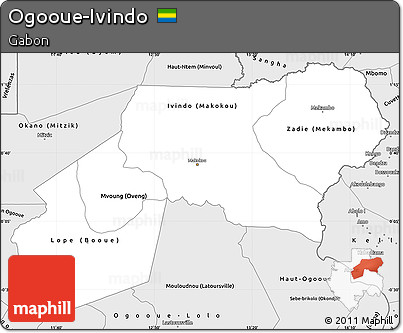 Silver Style Simple Map of Ogooue-Ivindo