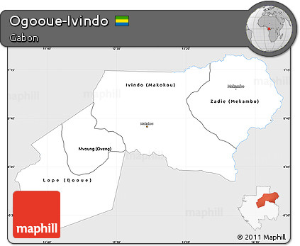 Silver Style Simple Map of Ogooue-Ivindo, single color outside
