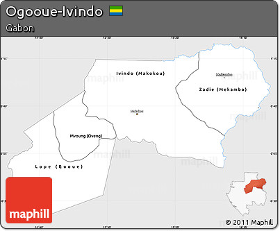 Silver Style Simple Map of Ogooue-Ivindo, single color outside