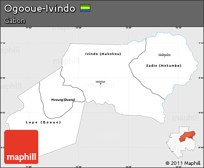 Silver Style Simple Map of Ogooue-Ivindo, single color outside