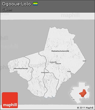 Gray 3D Map of Ogooue-Lolo, single color outside