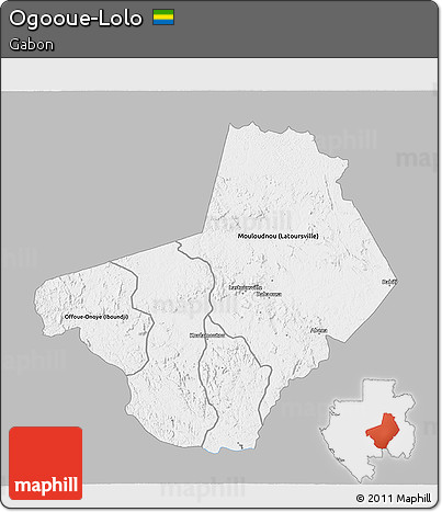 Gray 3D Map of Ogooue-Lolo, single color outside