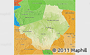 Physical 3D Map of Ogooue-Lolo, political shades outside