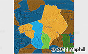 Political 3D Map of Ogooue-Lolo, darken