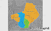 Political 3D Map of Ogooue-Lolo, desaturated