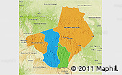 Political 3D Map of Ogooue-Lolo, physical outside