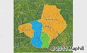 Political 3D Map of Ogooue-Lolo, satellite outside