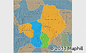 Political 3D Map of Ogooue-Lolo, semi-desaturated