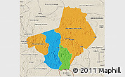 Political 3D Map of Ogooue-Lolo, shaded relief outside