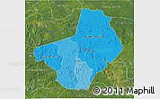 Political Shades 3D Map of Ogooue-Lolo, satellite outside