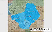 Political Shades 3D Map of Ogooue-Lolo, semi-desaturated