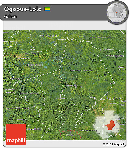 Satellite 3D Map of Ogooue-Lolo