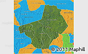 Satellite 3D Map of Ogooue-Lolo, political outside