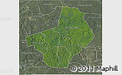 Satellite 3D Map of Ogooue-Lolo, semi-desaturated