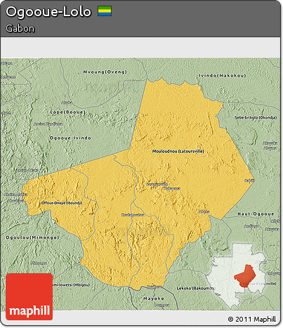 Savanna Style 3D Map of Ogooue-Lolo