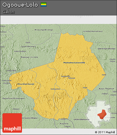 Savanna Style 3D Map of Ogooue-Lolo