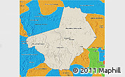 Shaded Relief 3D Map of Ogooue-Lolo, political outside