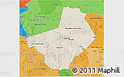 Shaded Relief 3D Map of Ogooue-Lolo, political shades outside