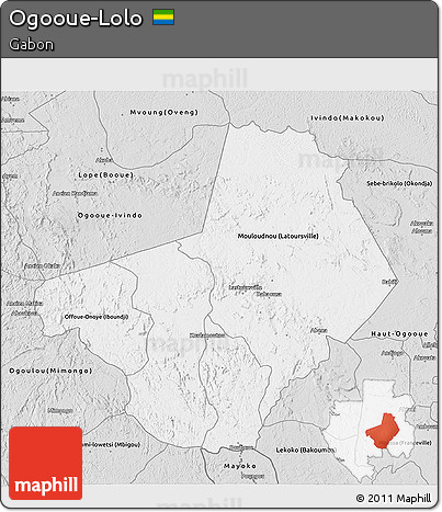 Silver Style 3D Map of Ogooue-Lolo