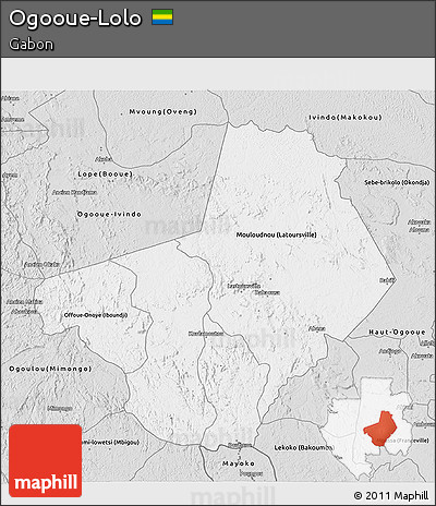 Silver Style 3D Map of Ogooue-Lolo