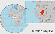 Gray Location Map of Ogooue-Lolo, within the entire country