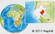 Physical Location Map of Ogooue-Lolo, highlighted country, within the entire country