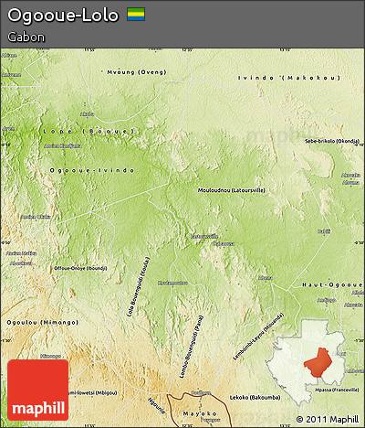 Physical Map of Ogooue-Lolo