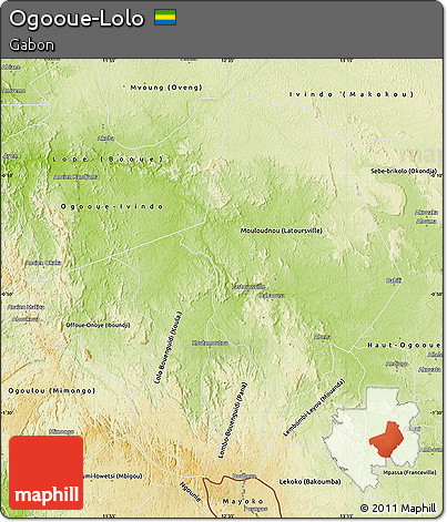 Physical Map of Ogooue-Lolo