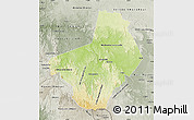 Physical Map of Ogooue-Lolo, semi-desaturated