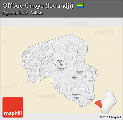 Classic Style 3D Map of Offoue-Onoye (Iboundji), single color outside