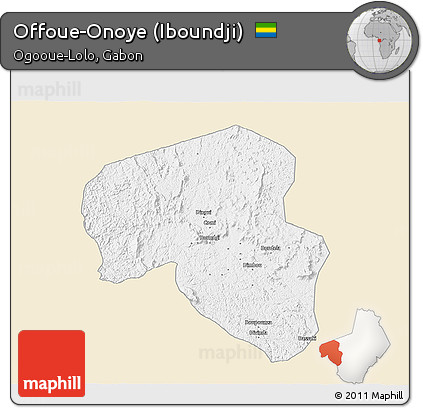 Classic Style 3D Map of Offoue-Onoye (Iboundji), single color outside