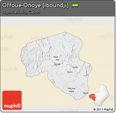 Classic Style 3D Map of Offoue-Onoye (Iboundji), single color outside