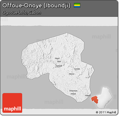 Gray 3D Map of Offoue-Onoye (Iboundji), single color outside