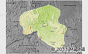 Physical 3D Map of Offoue-Onoye (Iboundji), darken, desaturated