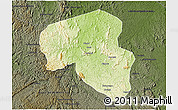 Physical 3D Map of Offoue-Onoye (Iboundji), darken