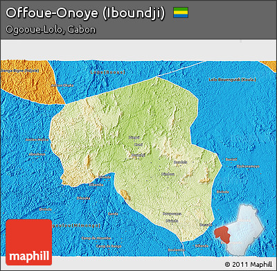 Physical 3D Map of Offoue-Onoye (Iboundji), political outside