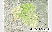 Physical 3D Map of Offoue-Onoye (Iboundji), semi-desaturated