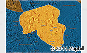 Political 3D Map of Offoue-Onoye (Iboundji), darken